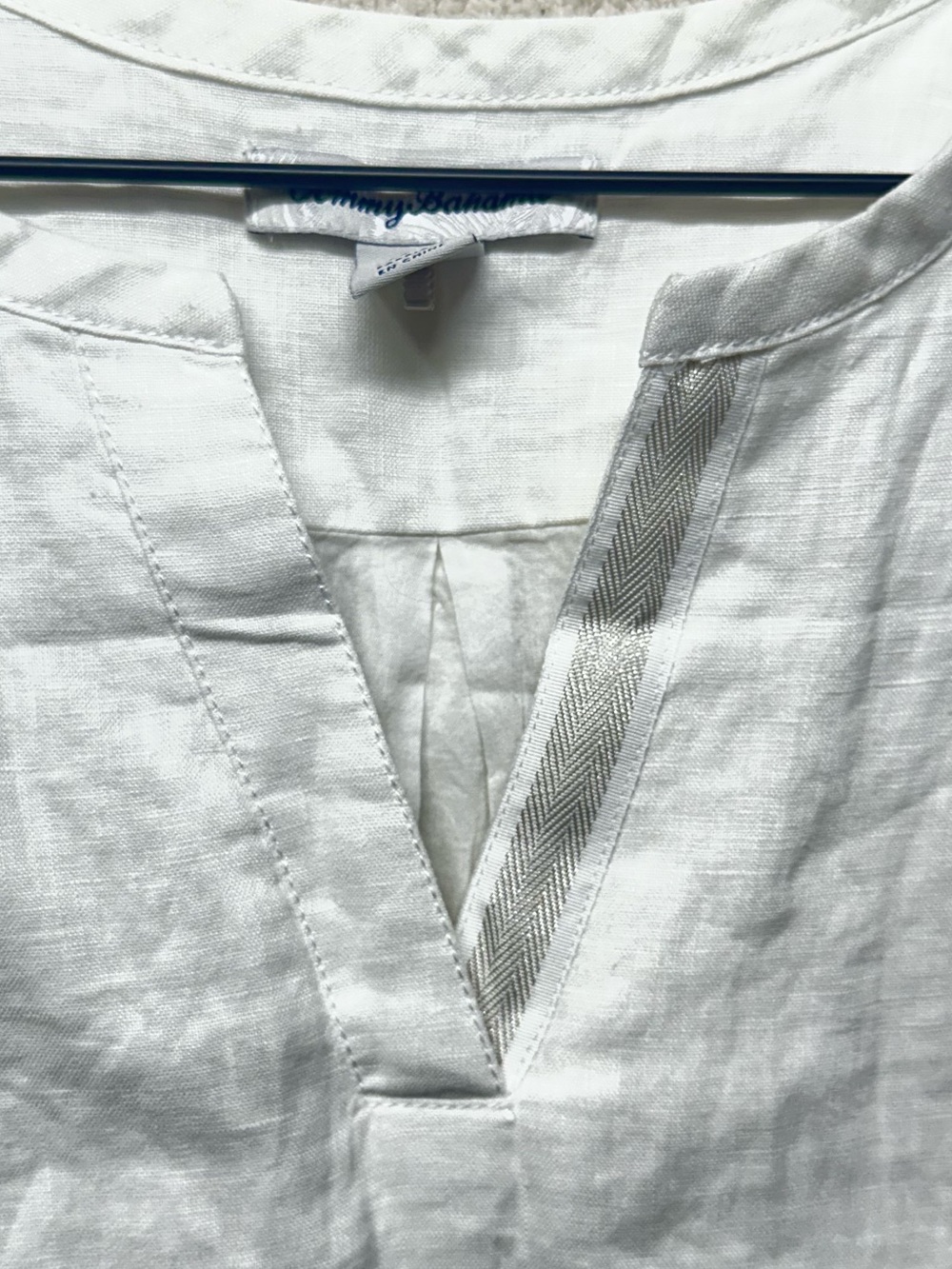 Tommy Bahama White Linen Dress Size Small Sleeveless V Neck Relaxed Shift Dress - Picture 5 of 9